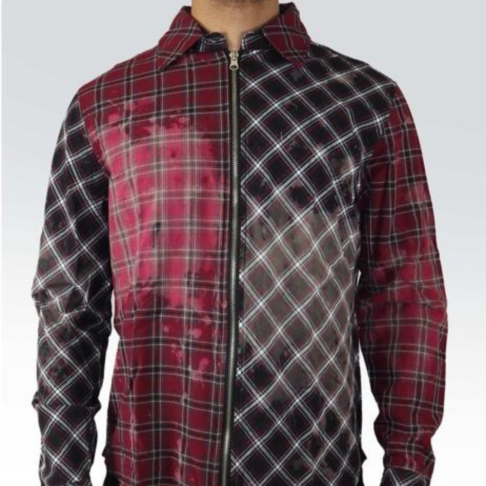 Preme zipper front Multi Plaid shirt